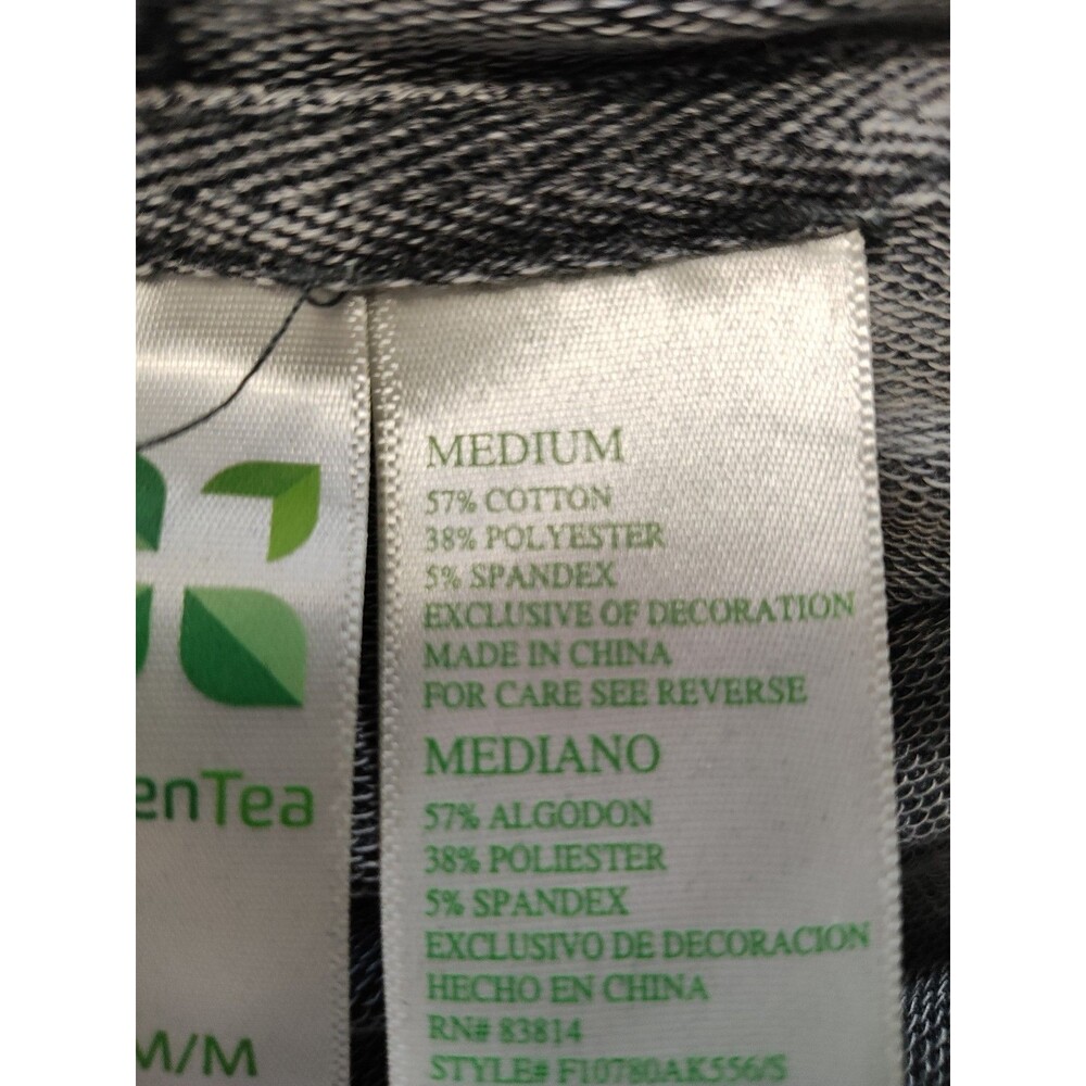 GreanTea Womens Hoodie - Size MED - Faux Distressed Heathered Gray French Terry - Picture 13 of 14